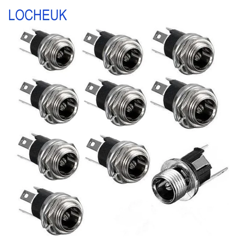 

10pcs 5.5 x 2.1mm 3-Pin DC Power Supply Socket Female Jack Panel Mount Terminal Electrical Socket Connector 3pin 5.5 * 2.1mm