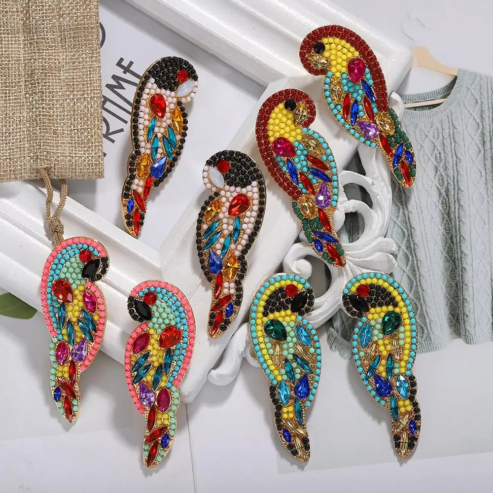 

Bohemian Charm Rhinestone Birdie Drop Earrings for Women 2019 Resin Acrylic Fashion Cute Earring Wedding Date Holiday Party