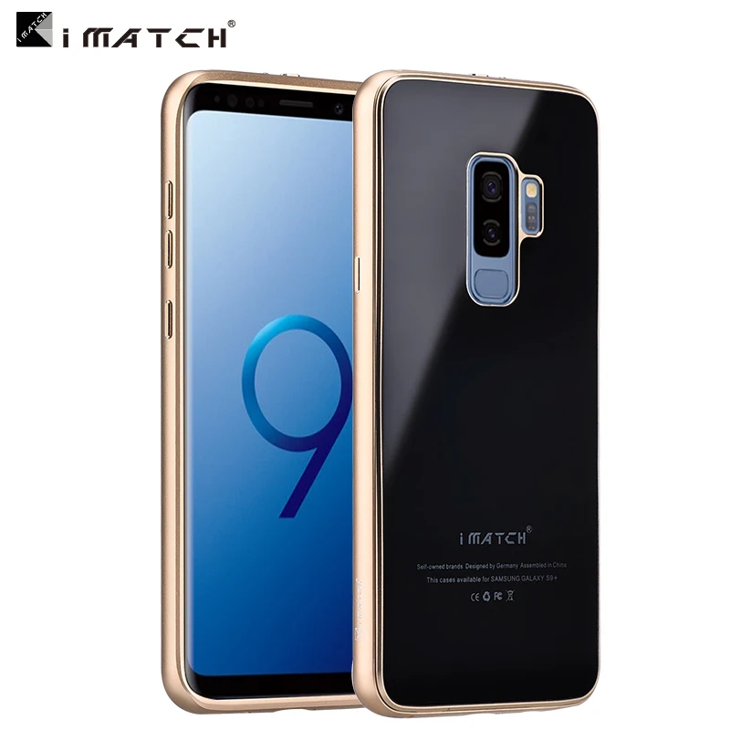 iMatch Aviation Aluminum Alloy Metal Bumper Tempered Glass Back Cover Case for Samsung Galaxy S9 & Samsung Galaxy S9 Plus