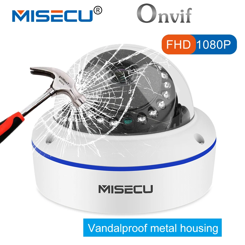 

MISECU Vandalproof 2.8/3.6mm wide angle 1MP/1.3MP/2MP Onvif P2P 720P/960P/1080P IP Camera IR Night Vision RTSP FTP Mobile view