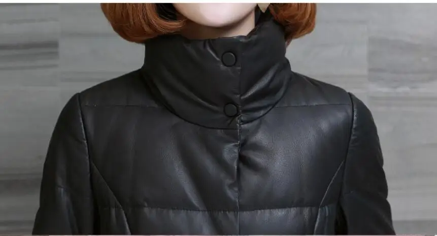 Зимняя женская куртка из овчины, куртка из натуральной кожи, теплый длинный пуховик для женщин, Veste En Cuir Femme KJ1524