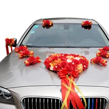 Свадебные автомобильные декоративные ручки с цветами и зеркалом заднего вида