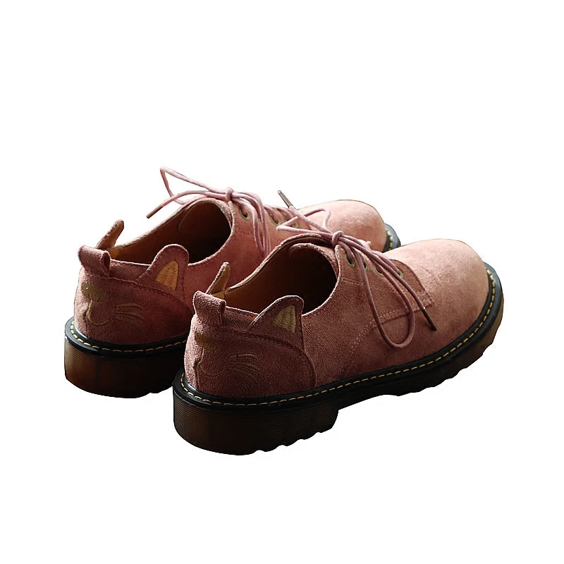

2018 Spring New Cats and women's shoes Japanese Thick-soled Harajuku Wind Meng Meng Cat Leisure Embroidery Shoes Student Shoes