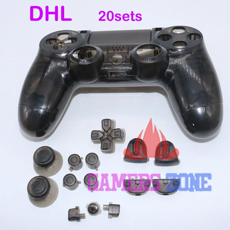 

20sets Transparent Black Body Housing Shell Case Cover Part for PS4 Controller Dualshock 4