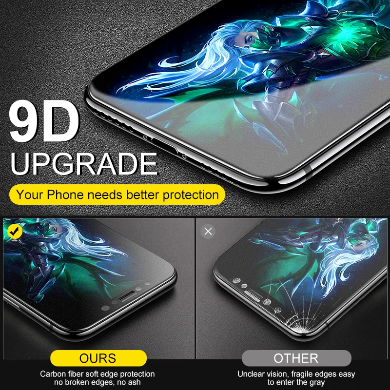 Защитное стекло для iPhone x xr xs max матовое закаленное 7 8 6 6s plus полное покрытие защита