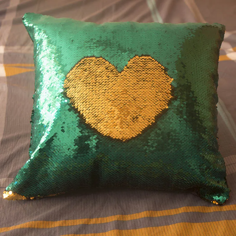 

40*40cm DIY Mermaid Sequin Sofa Throw Cushion Cover Magical Shining Decorative Color Changing Reversible Patchwork Pillow case