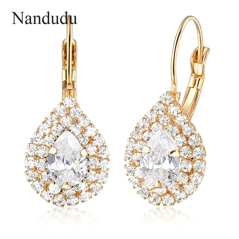

Nandudu Women Lady New Fashion Drop Earring Sparkling Water Drop Austrian Crystal Dangle Earrings Jewerly Gift E576