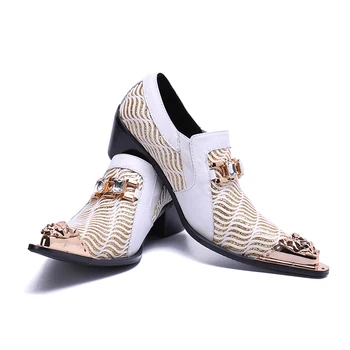 

2019 Fashion Men Formal Office Shoes White Wedding Dress Shoes Party Pointed Toe Shoes