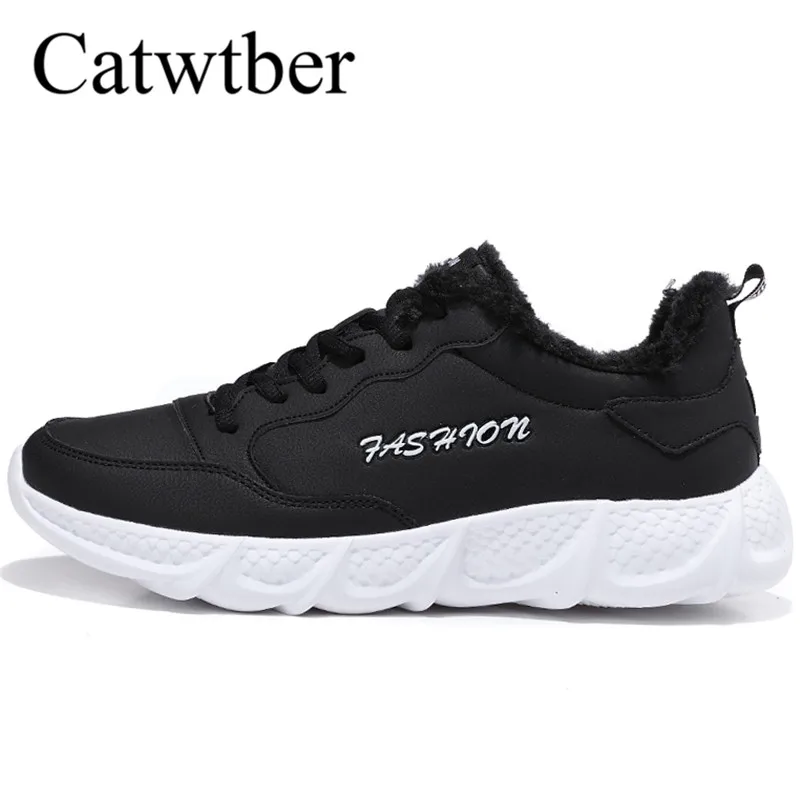 

Catwtber Adult New Fashion Style Men Casual Shoes Lace Up Comfortable Wear Resistant Flats Round Head Males Shoes Warm in Winter