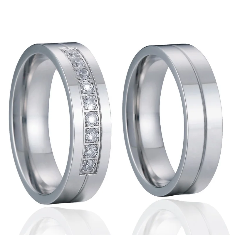 Silver Color Love Engagement Wedding Band Couple Rings pair alliances titanium steel jewelry rings anel bague anillos (7)