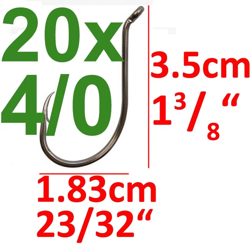 20 шт. длинный хвостовик вниз стрелы крюк падение крюк широкий зазор крючок под червя поворотный Рыболовный крючок для мягкой приманки бас Рыбалка - Цвет: 20pcs 4l0