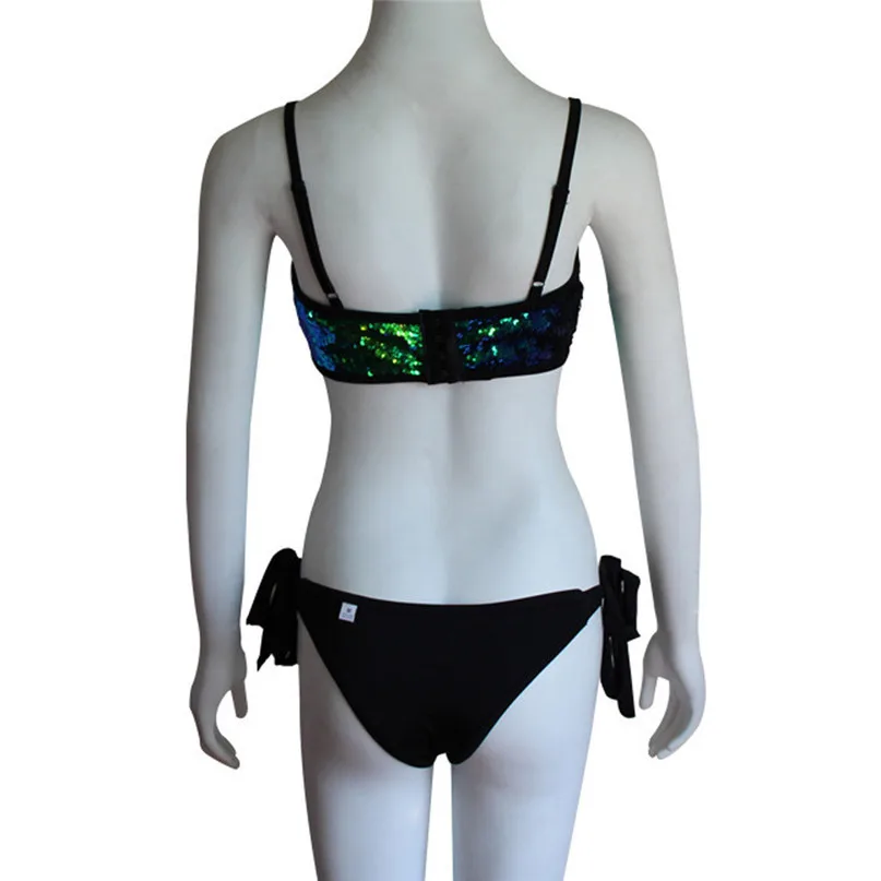 Ladies Sequins Split Swimsuit Sexy Bikini Women Paillette Push-Up Padded Bra Beach Bikini Set Swimsuit Swimwear #2d06 (7)
