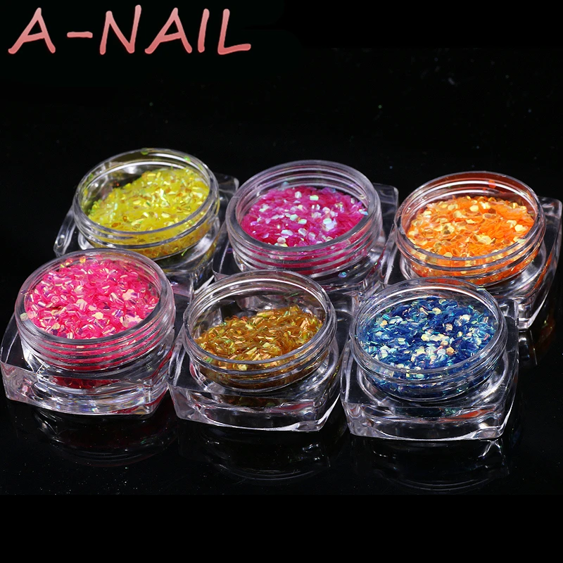 6box/set Fish scale nail glitter, fish scale powder, mackerel scale
