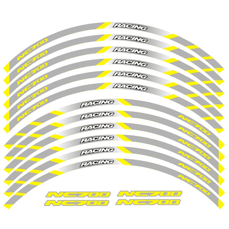 Новинка, высокое качество, 12 шт., подходят для мотоцикла, колеса, стикер, полоса, светоотражающий обод для Honda NC700S NC700X