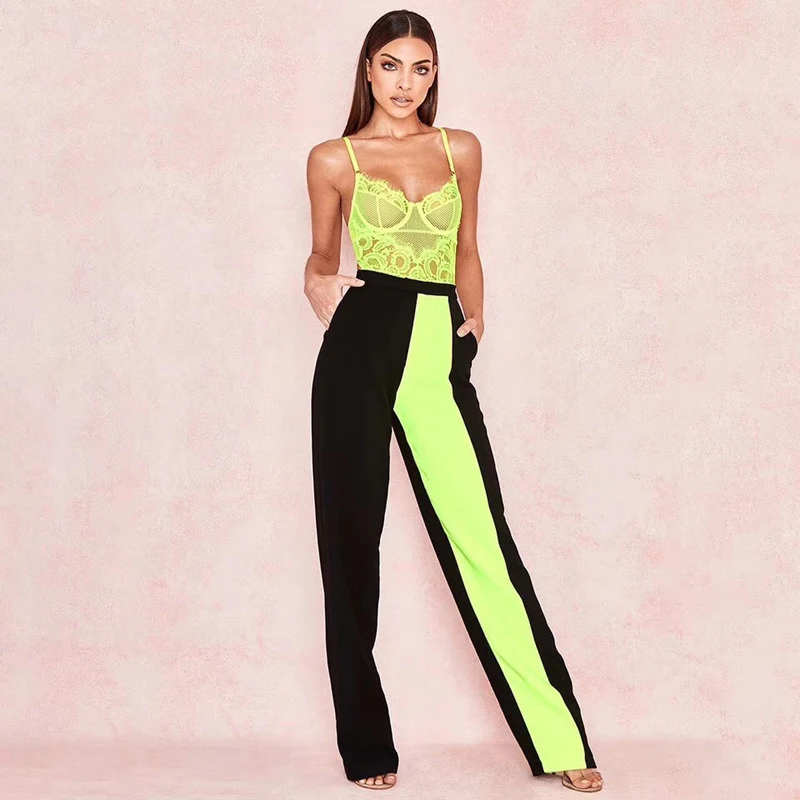 

2019 New Fashion Black Lace Bodycon Bandage Jumpsuit Sleeveless Summer Party Jumpsuits Outfit Casual Clothing Dropshipping