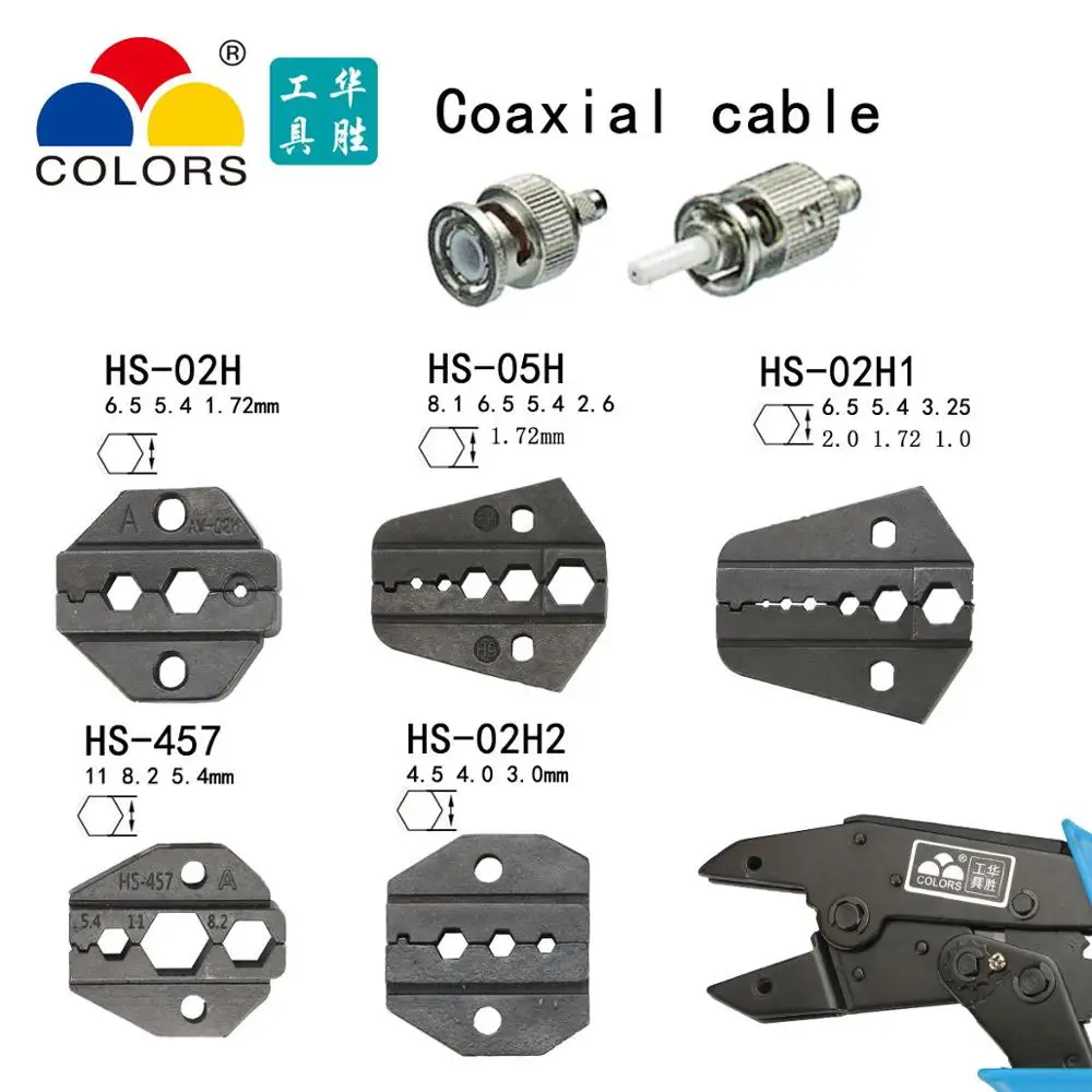 Цветные Обжимные Щипцы для коаксиального кабеля RG55 RG58 RG59, 62140141210 belden 8279,8281, 9231,9141, 4C, 5C, 7CSMA обжимные плоскогубцы - Цвет: 5jaw