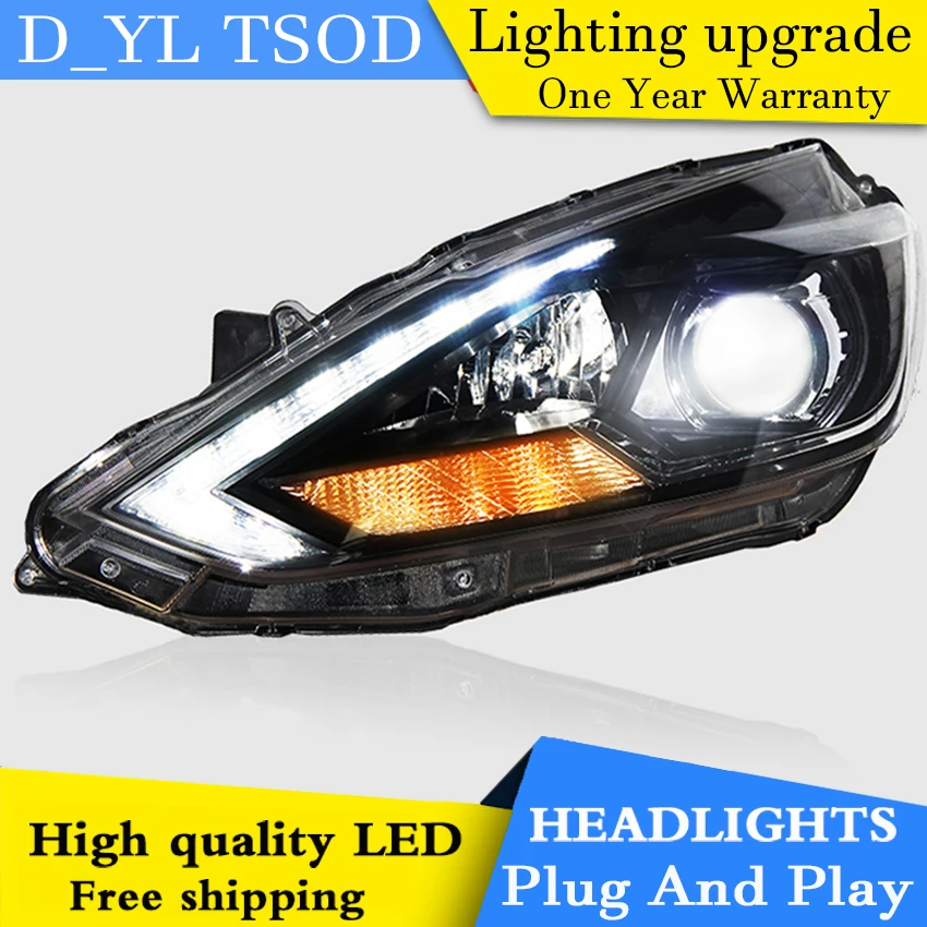 Автомобиль Стайлинг для Nissan Sylphy фары 2016 светодиодные GIT фара ангел глаза led drl H7 hid