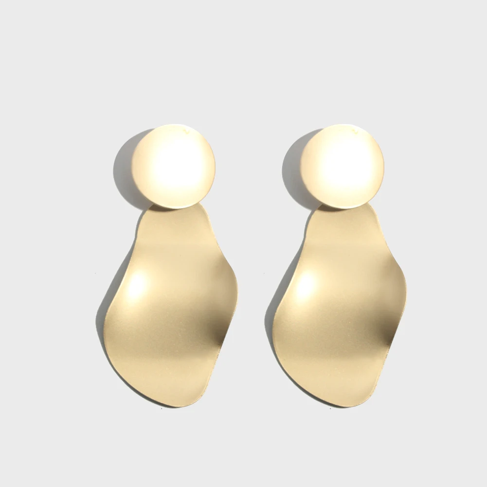 Flatfoosie модные Асимметричные металлические серьги-гвоздики для женщин Boho винтажные золотые цвета Панк Длинные геометрические ювелирные изделия серьги