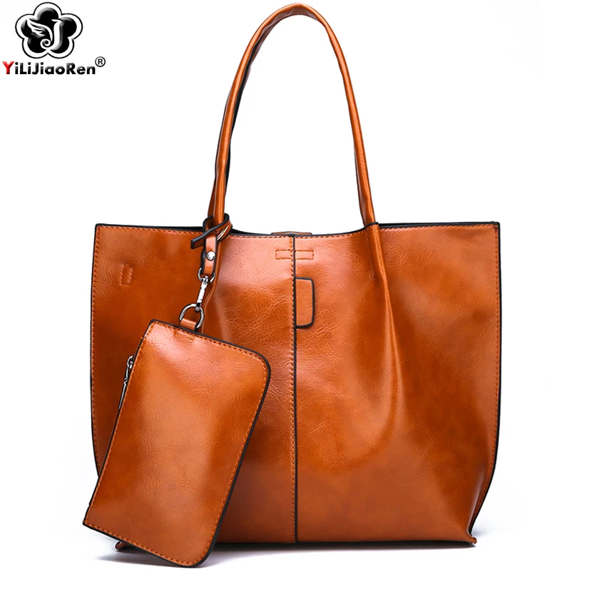 

Famous Brand Oil Wax Leather Ladies Hand bags Luxury Handbags Women Bags Designer Large Capacity Tote Bags for women Sac A Main