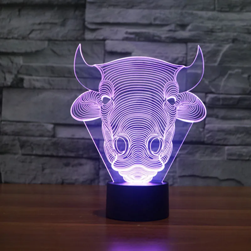 Bull 3D ночь светодиодная настольная Лампы для мотоциклов для детской комнаты led Освещение для подарков