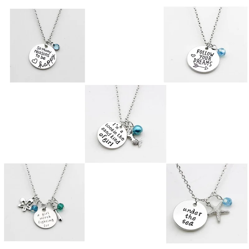 

1PC Alloy Inspritional Neckalce Rhinestone Dangle Mixed Lettering Heart Silver Hobby Necklace Hand Stamped Jewelry
