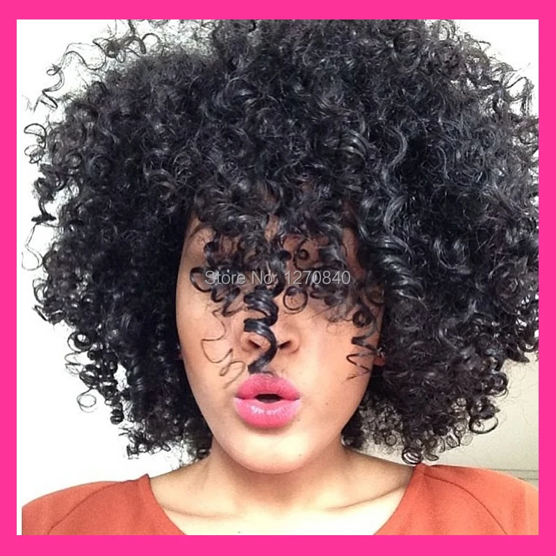 Gq 7a Brazilian Kinky Curly Full Lace Wigs Lace Front Human Hair