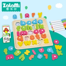 KIDUS 26 Lowercase буквы столица многофункциональная образовательная деревянная головоломка детские игрушки дети головоломки Детская доска для рисования