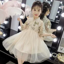 Коллекция года, новое весеннее платье для девочек платье в китайском стиле с вышивкой Детские платья принцессы для девочек, детское праздничное платье для детей возрастом от 4 до 14 лет