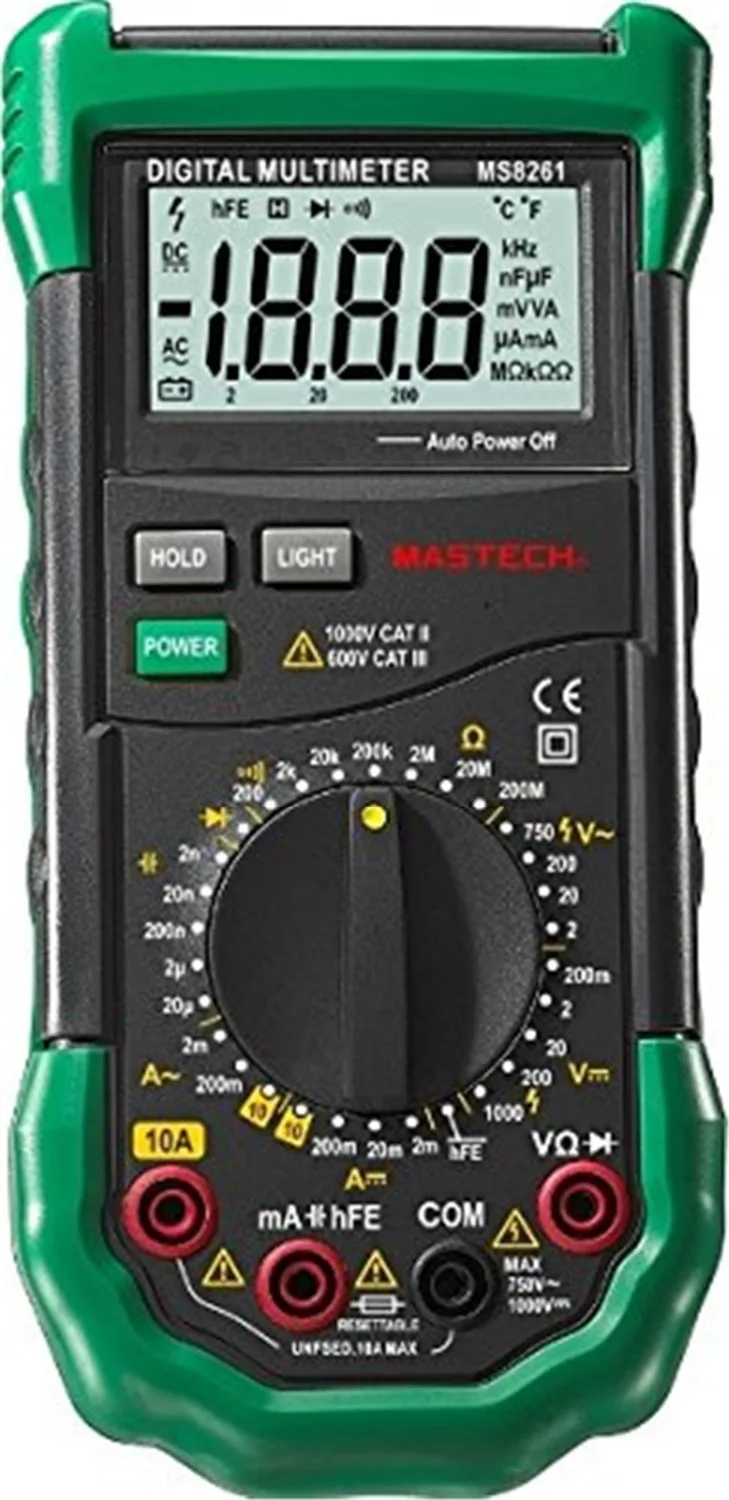 

MasTECH MS8261 Digital Multimeter 3 1/2 AC DC V/ACapacitance Resistance Transistor Tester Meter backlight