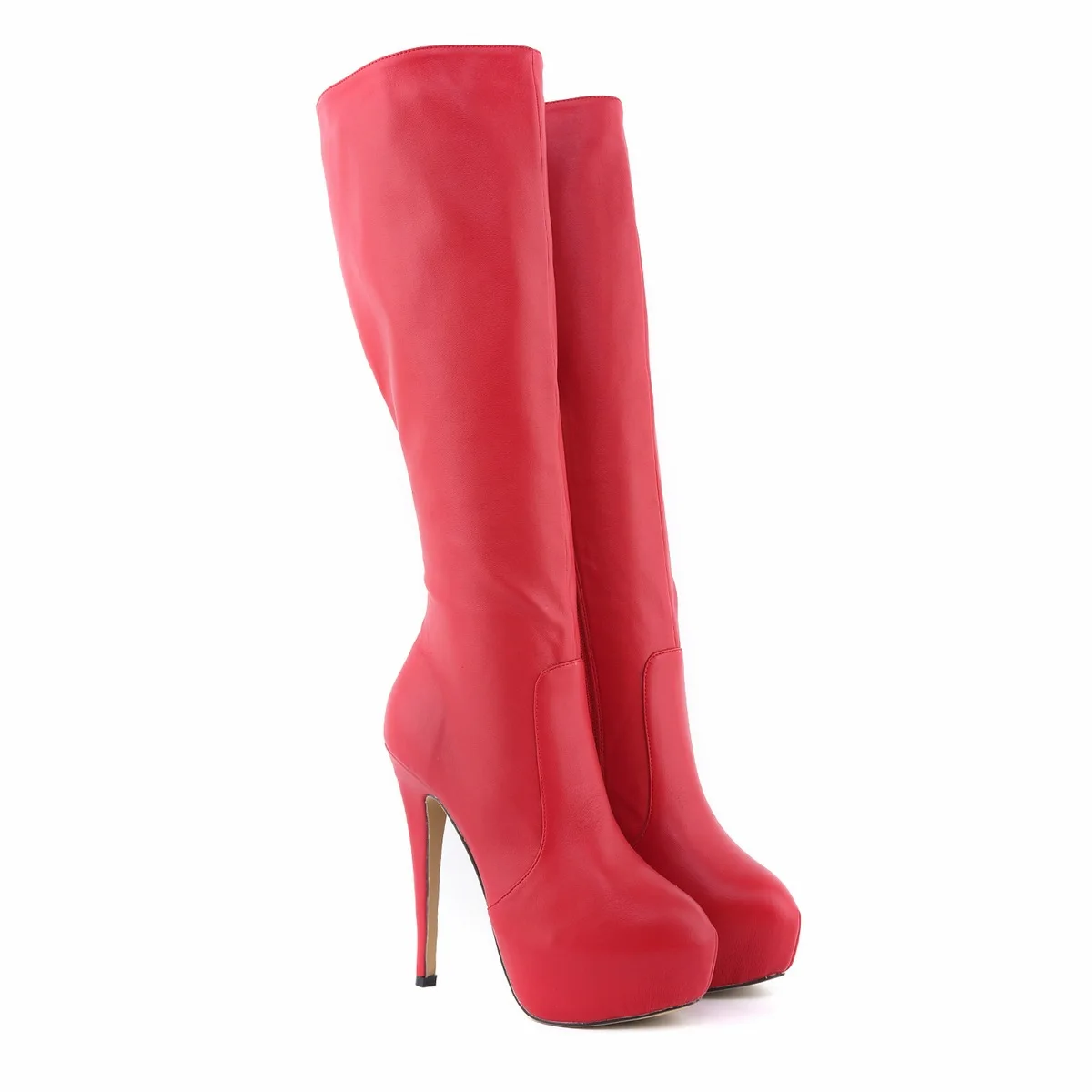 Attraper Ciel Cuir Stretch Hauts rouge Genou Taille Mi En Us Large 35 Talons Femmes Véritable rose 42 Automne Jambe Pointu Bottes pu jaune blanc mollet noir Hiver Beige Bout bleu rose orange wqxZ04qrE
