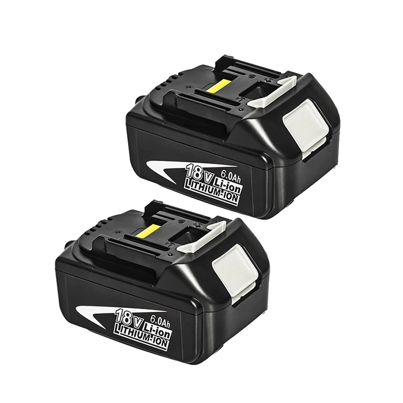 Black Комплект из 2 предметов 6.0Ah 18 V литий-ионная аккумуляторная Батарея для Makita Bl1815 Bl1830 Bl1820 Bl1850 Bl1840 Bl1850B-2 Lxt-400 Bl1845 194205-3 - Color: Black