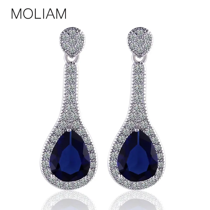 

MOLIAM Bling Bling Design Crystal Knot Earrings Silver Color Cubic Zirconia Crystals Dangle Earing Jewelry MLE044