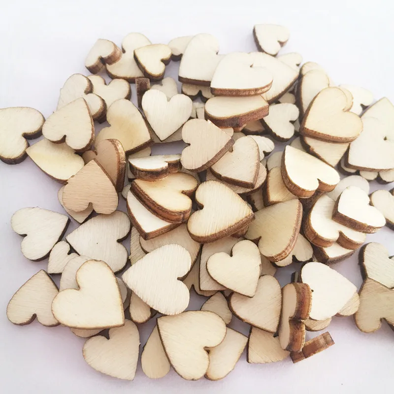 

Nature 10-30mm Wood Love Heart Wooden For Diy Wedding Table Scatter Decor Scrapbook Crafts