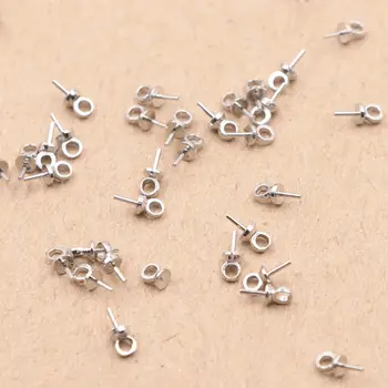 

100PCS/lot Silver Color DIY Pearl Earring Back Setting Base Tip Cap Dangle Pendant Hanger Jewelry Findings Accessories Part A902