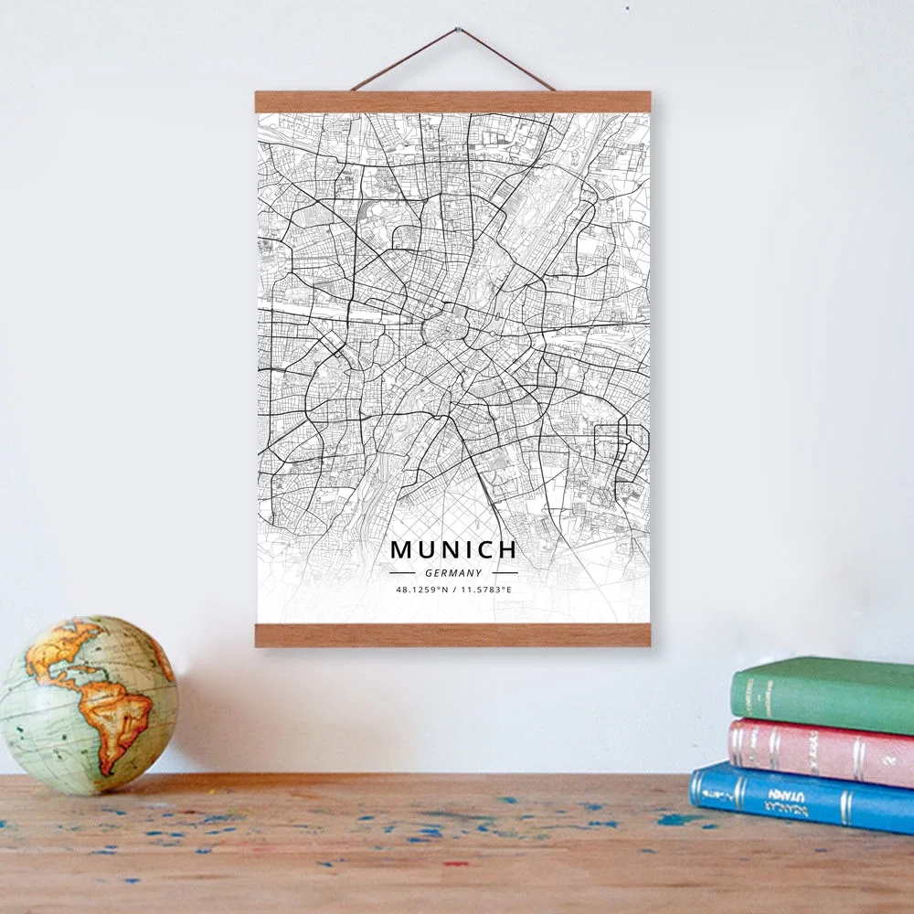 Wall Decor Home Decor Munich Map Print Poster Wall Art Watercolor Canvas Munich City Map Decor
