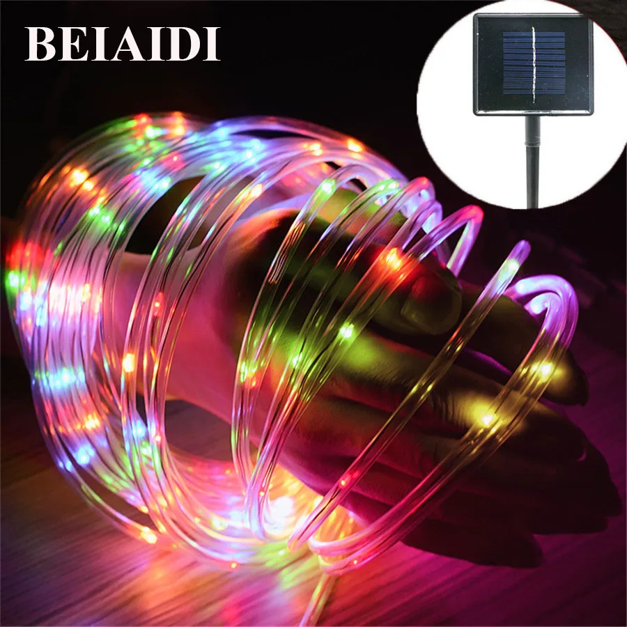 

BEIAIDI 8 Mode Solar LED String Light Waterproof Rope Tube Led String Garland 12M 100LED Outdoor Lighting For Garden Fence Patio