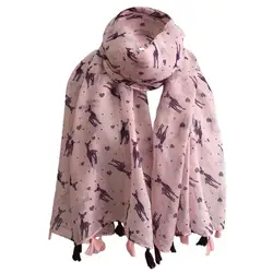Muqgew высокое качество Для женщин маленький олень печати кисточкой Для женщин шаль палантин из пашмины популярные роскошный шарф Шарфы для
