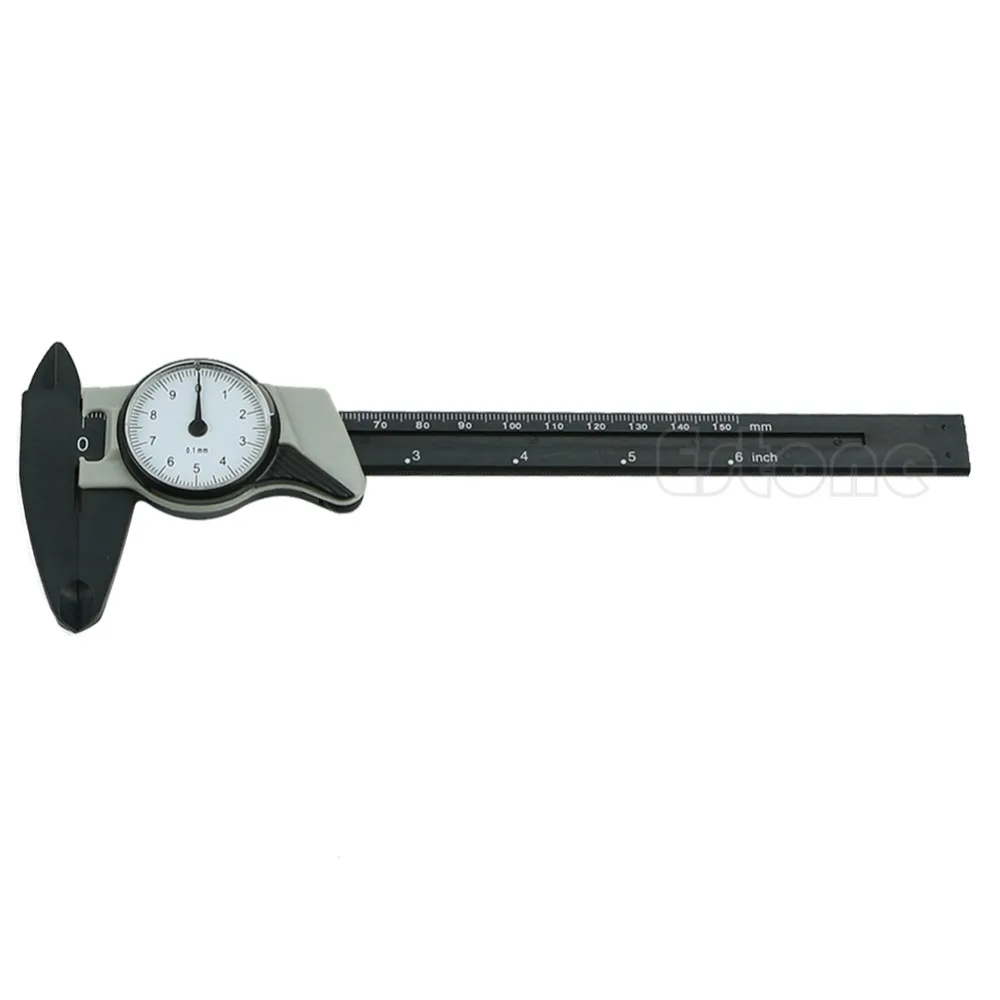 OOTDTY 150mm 6inch Dial Caliper Plastic Vernier Caliper 4 Way Gauge Micrometer Large Dial Face