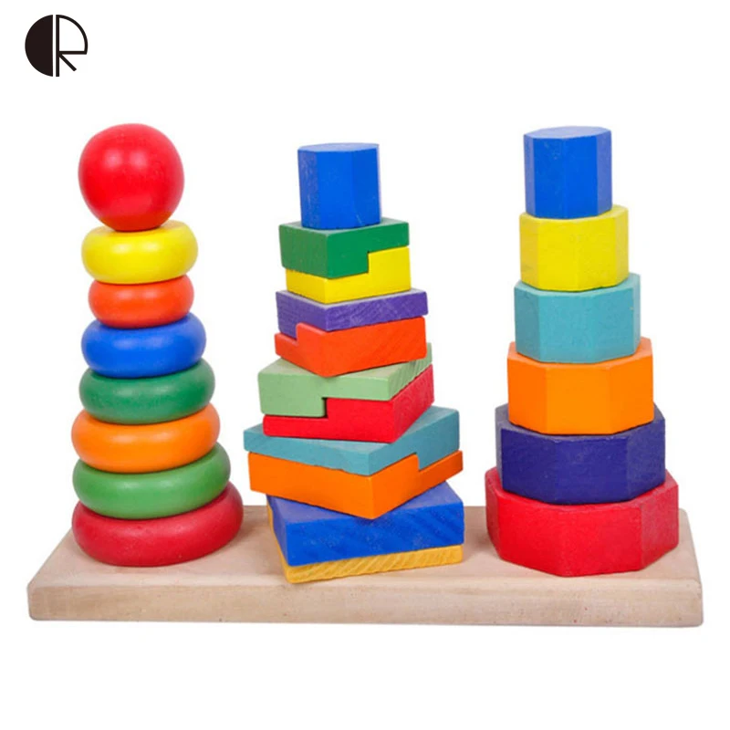 Kids Wooden Toys 2017 Hot Sale Children's Rainbow Circle Building