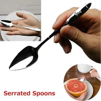 

Stainless Steel Serrated Fruit Grapefruit Dessert Scrape Spoon Kids Tableware New