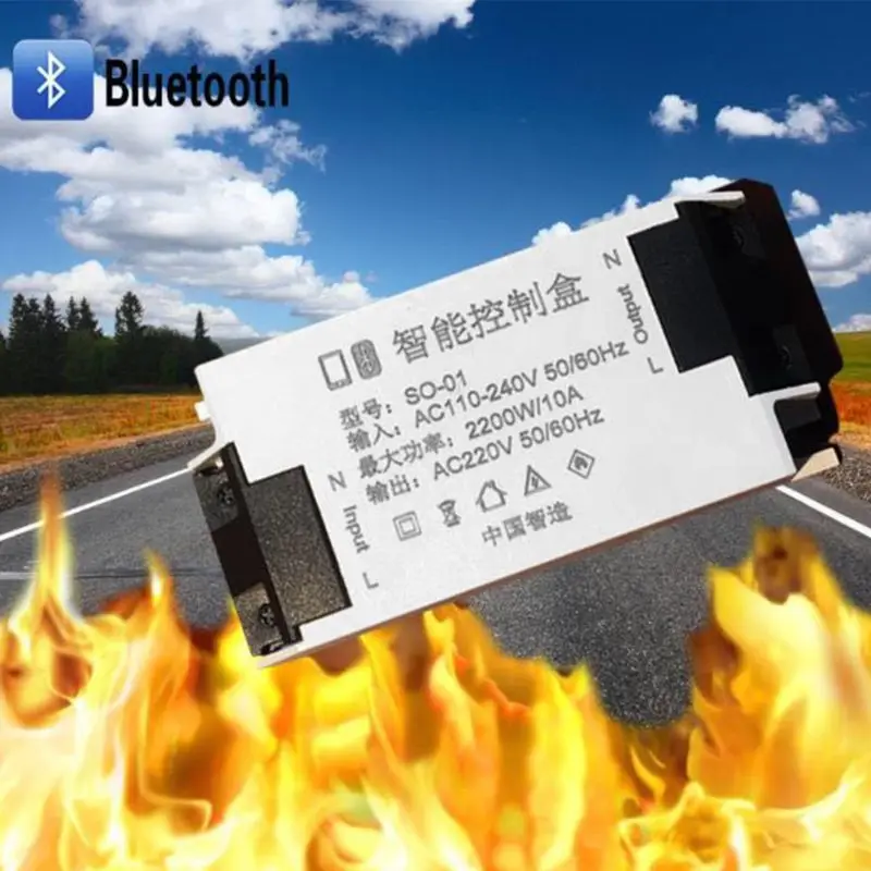 

AC 110-240V 10A 2200W Smart Bluetooth APP Remote Control Wireless ON/OF Switch Controller for LED Light Fan Smartphones