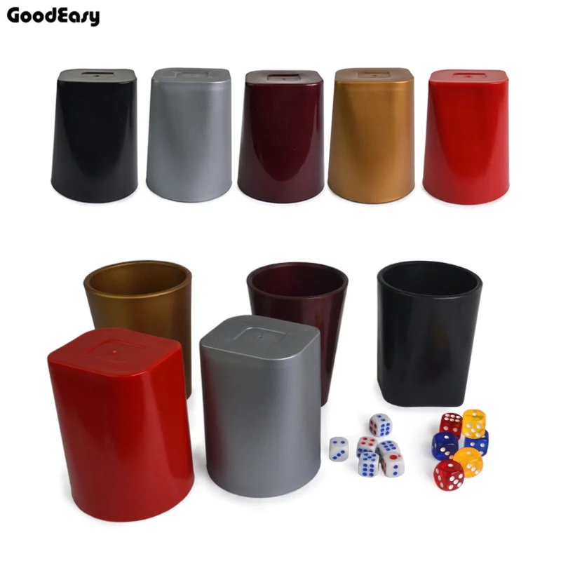 

KTV Bar Plastic Colorful Gambling Casino Carving Patterns Thickened Plastic Dice Cup With 6pcs #13 White Dice