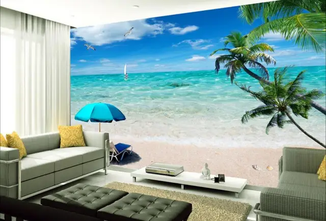 beibehang Custom photo wallpaper large mural beach scenery beach ...