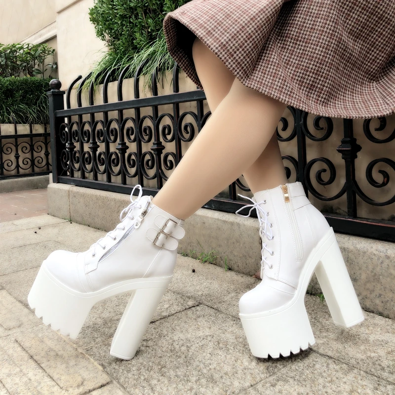 Пикантная женская обувь на высоком каблуке в американском стиле для ночного клуба; Цвет белый; обувь на очень высоком каблуке 15 см; Водонепроницаемая платформа; ghb78