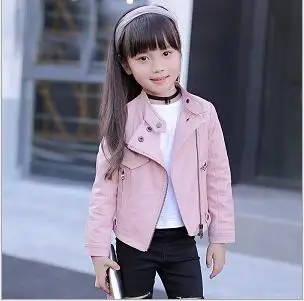 Детская куртка; Куртки из искусственной кожи для девочек; детская верхняя одежда; модная весенняя одежда для маленьких девочек и мальчиков; пальто на молнии; костюм - Цвет: Розовый