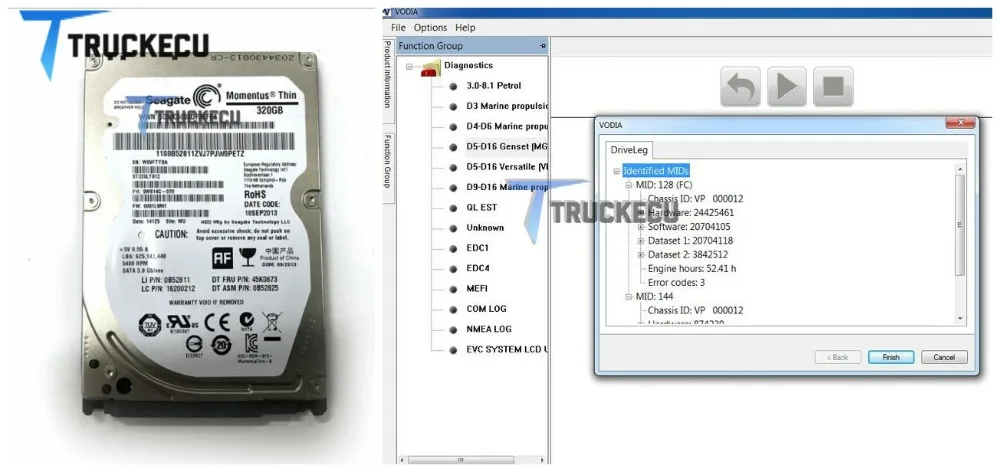 Для volvo PENTA vodia диагностический HDD для penta морской двигатель vodia5 инструмент Penta EPC + CF