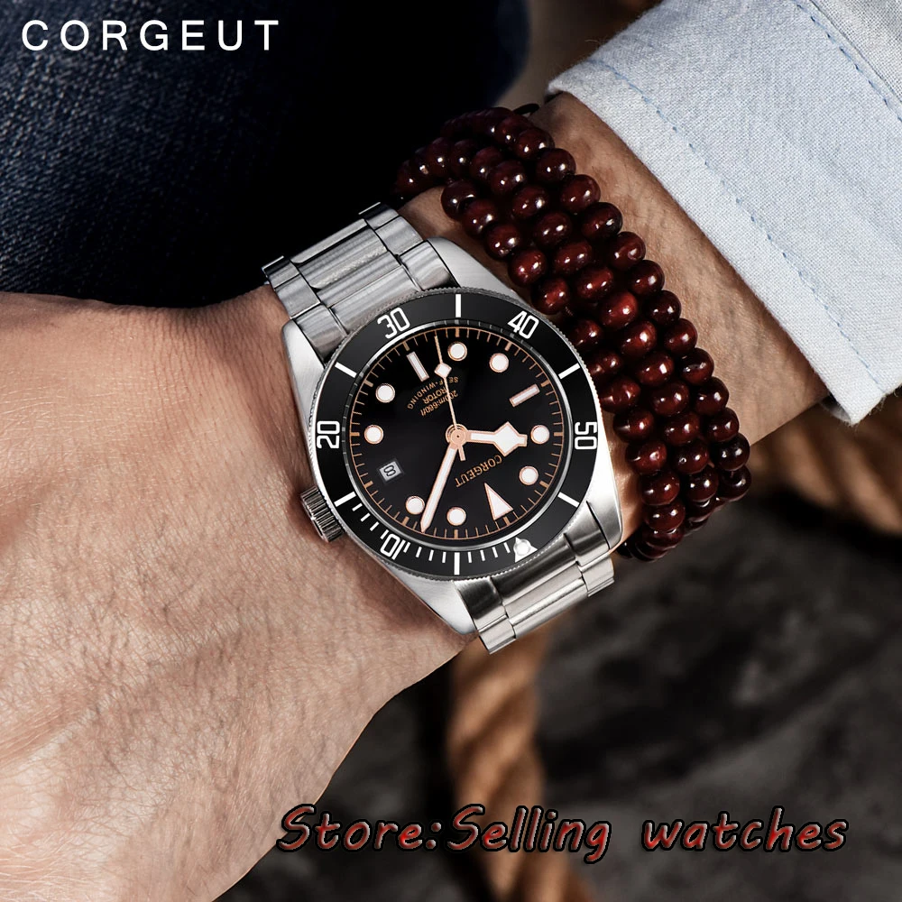 

41mm corgeut sterile dial date window Sapphire Glass steel automatic mens Watch