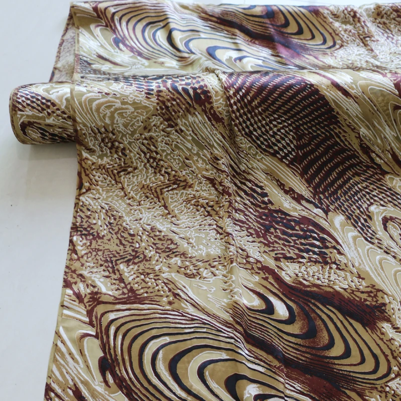 Африканская шелковая ткань с рисунком борноут шелковое вечернее платье МАРЛЯ коричневая 100 см* 110 см