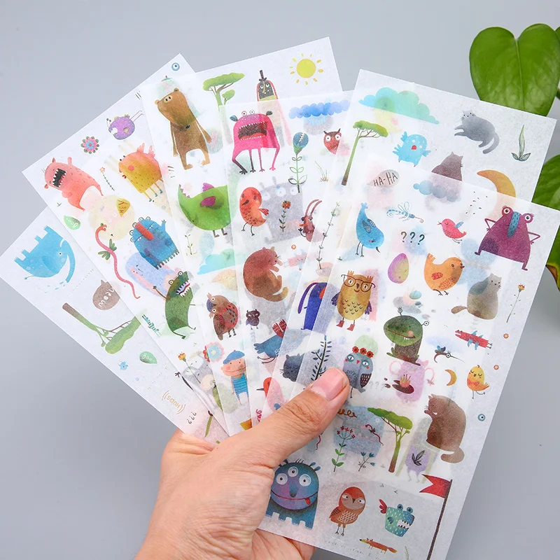6sheet pack Stationery Stickers Kawaii Natural cute font b pet b font Diary Planner Decorative Mobile