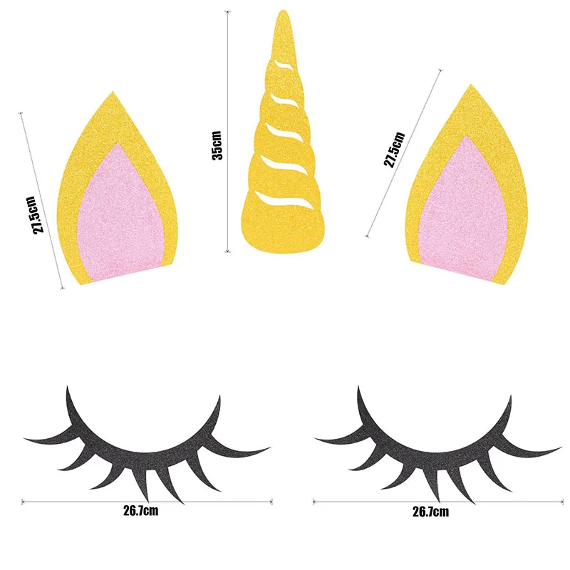 Единорог вечерние декоры рога единорога ресницы уха дети День рождения Единорог для украшения детского душа DIY вечерние фон поставки